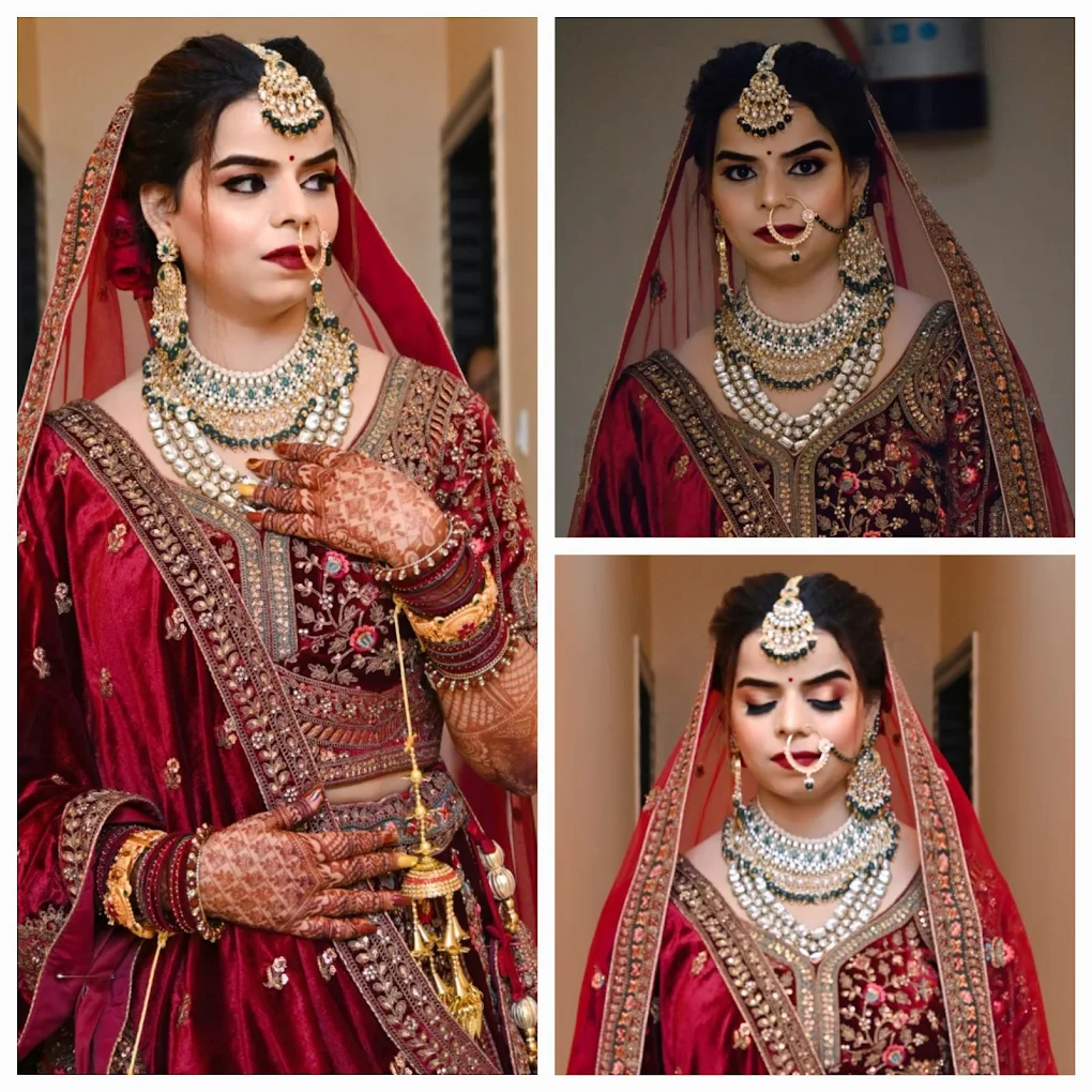 Traditional bridal — maroon & emerald